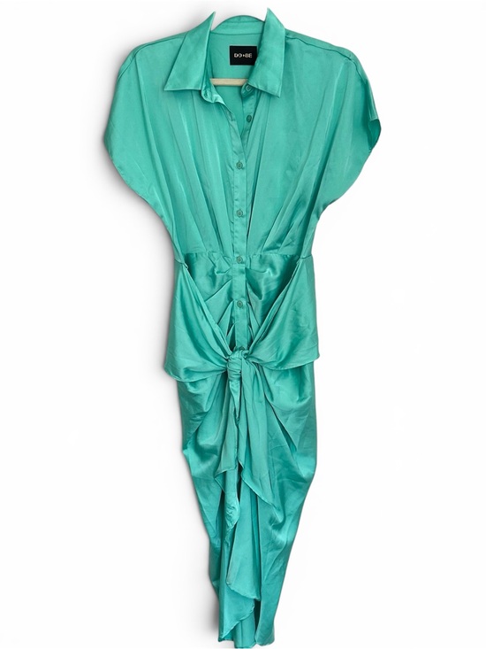 DO+BE Dresses & Skirts - DO+BE‎ Women’s NWT Turquoise Satin Tie-Front Shirt Dress Sz M